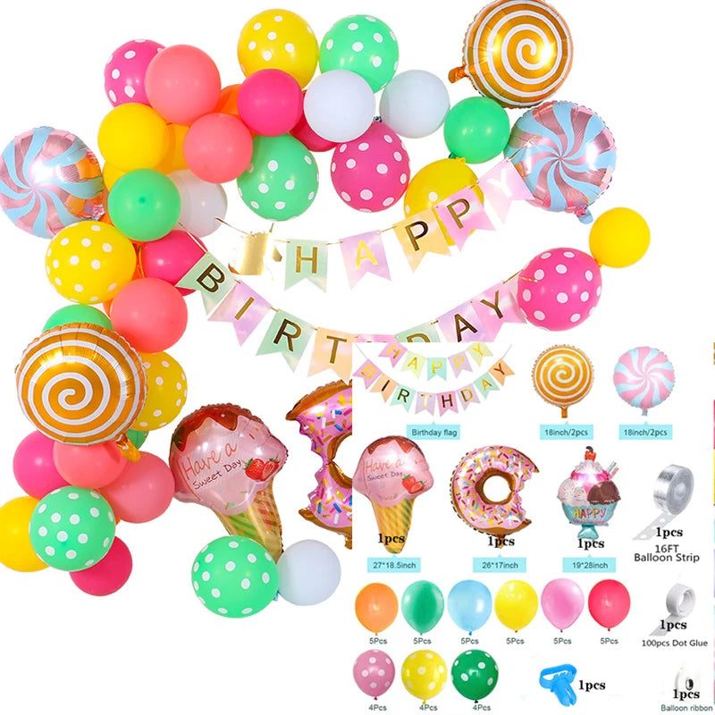 Candy Pink Theme Disposable party tableware Pastel Balloon Garland Kit Arch Baby Shower Party Supplies Girl Birthday DIY Decor