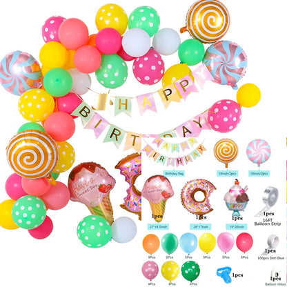 Candy Pink Theme Disposable party tableware Pastel Balloon Garland Kit Arch Baby Shower Party Supplies Girl Birthday DIY Decor