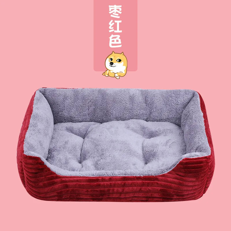 Warm Dog House Soft Nest Pet Large Dog Bed Baskets Fall Winter Kennel For Cat Washable House Puppy Supplies Cotton Kennel Mat