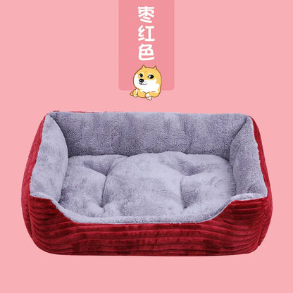 Warm Dog House Soft Nest Pet Large Dog Bed Baskets Fall Winter Kennel For Cat Washable House Puppy Supplies Cotton Kennel Mat