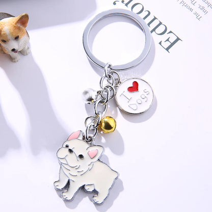 Jewelry French Bulldog Keychain Key Rings For Women Men Metal Pet Dog Pendant Bag Charm Car Key Chains lovely Keyring gifts