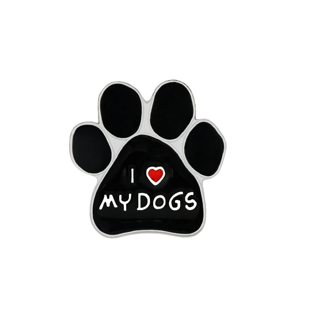 I LOVE MY DOGS Paw Brooch Rescued Puppy Pet Cartoon Animal Enamel Pins BackPack Jackets Metal Lapel Pin Cute Badge Jewelry Gift