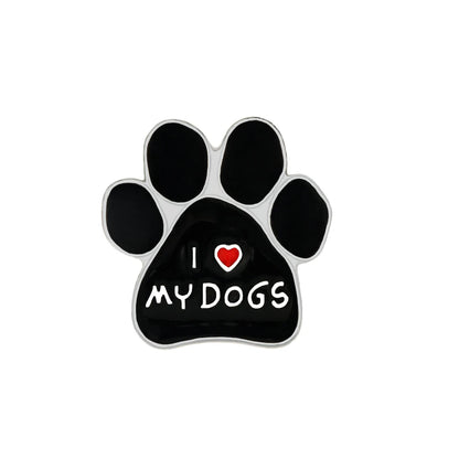 I LOVE MY DOGS Paw Brooch Rescued Puppy Pet Cartoon Animal Enamel Pins BackPack Jackets Metal Lapel Pin Cute Badge Jewelry Gift