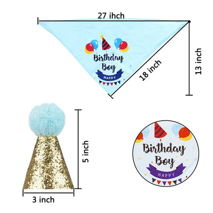 Dog Cat Birthday Party Decoration Set Hat Triangle Scarf Bow Tie Greetings Pet Accessories for Mascotas suministros para perros