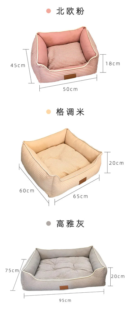 Large Pet Cat Dog Bed 8Colors Warm Cozy Dog House Soft Fleece Nest Dog Baskets House Mat Autumn Winter Waterproof Kennel