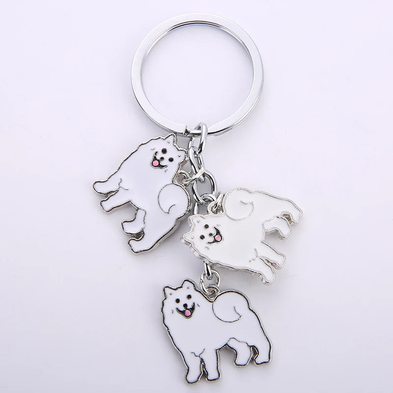 Cartoon Bichon Frise Dog Keychain Cute Animal Key Chain car Keyring Women Bag pendant Jewelry For Women