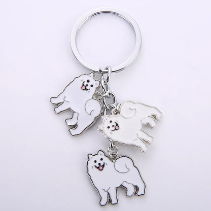 Cartoon Bichon Frise Dog Keychain Cute Animal Key Chain car Keyring Women Bag pendant Jewelry For Women