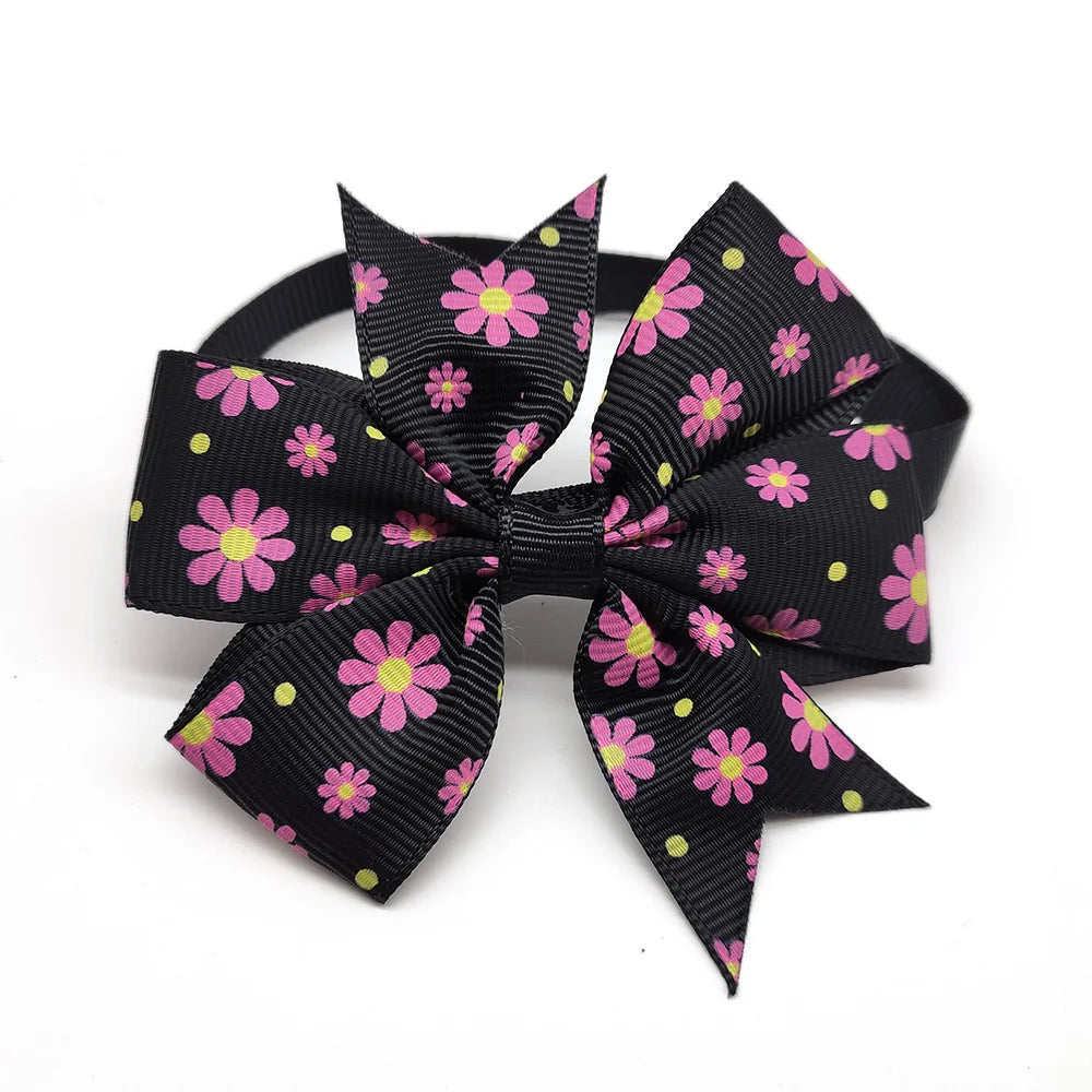 the FLOWER DOGGY BOWTIE - 10PCS Pet Dog Bow Tie, Necktie Spring Flower Bowknot, Cat/Dog Bowties, Necktie Adjustable Dog Collar, Pet Grooming Dog Accessories