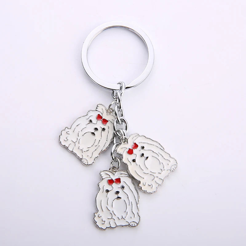 Cartoon Bichon Frise Dog Keychain Cute Animal Key Chain car Keyring Women Bag pendant Jewelry For Women
