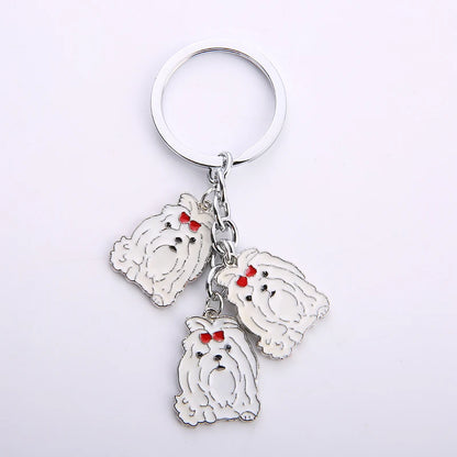 Cartoon Bichon Frise Dog Keychain Cute Animal Key Chain car Keyring Women Bag pendant Jewelry For Women