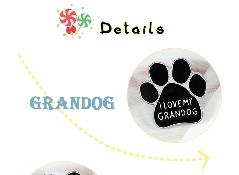 I LOVE MY DOGS Paw Brooch Rescued Puppy Pet Cartoon Animal Enamel Pins BackPack Jackets Metal Lapel Pin Cute Badge Jewelry Gift