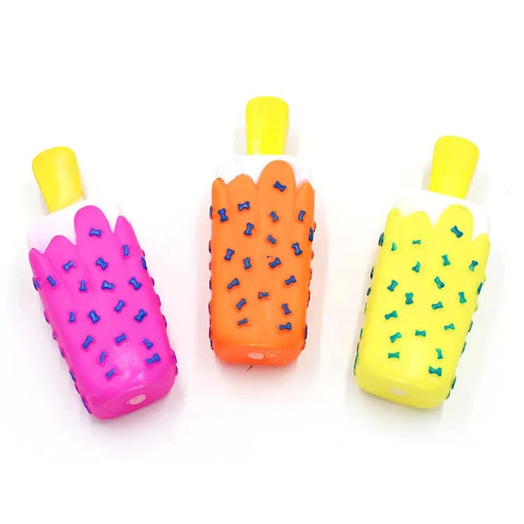 Cleaning Teeth Dog Chewing Toy Ice Cream Squeak Rubber Pet Dog Puppy Playing Pet Toy for Dogs Squeaker Dogs Squeaky Sound Toys