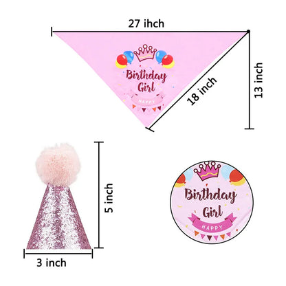 Dog Cat Birthday Party Decoration Set Hat Triangle Scarf Bow Tie Greetings Pet Accessories for Mascotas suministros para perros