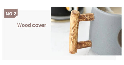 Kawaii Cute 3D Ceramic Cartoon Shiba Dog Coffee Mug Teacher Appreciation Gifts, 420ML Tea Cup with Wood Handles for Office,Home