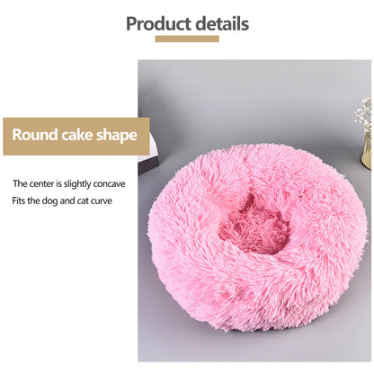 Super Soft Pet Bed Kennel Dog Round Cat Winter Warm Sleeping Bag Long Plush Large Puppy Cushion