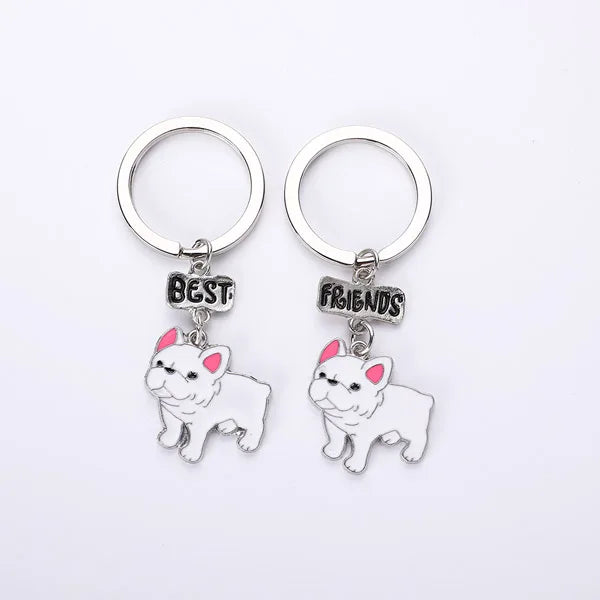 Jewelry French Bulldog Keychain Key Rings For Women Men Metal Pet Dog Pendant Bag Charm Car Key Chains lovely Keyring gifts
