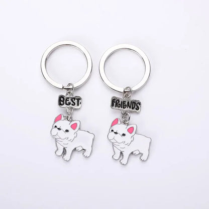 Jewelry French Bulldog Keychain Key Rings For Women Men Metal Pet Dog Pendant Bag Charm Car Key Chains lovely Keyring gifts