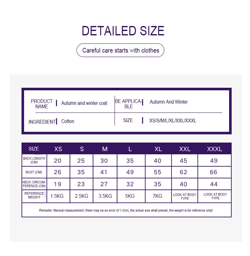 Autumn Winter Clothes For Dogs Thicken Warm Puppy Pet Cat Coats Waterproof Dog Jacket Chihuahua Pug French Bulldog Vest Clothing