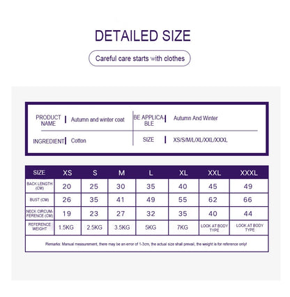 Autumn Winter Clothes For Dogs Thicken Warm Puppy Pet Cat Coats Waterproof Dog Jacket Chihuahua Pug French Bulldog Vest Clothing