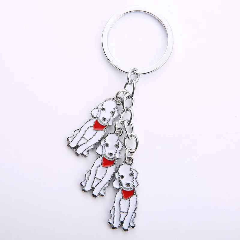 Cartoon Bichon Frise Dog Keychain Cute Animal Key Chain car Keyring Women Bag pendant Jewelry For Women