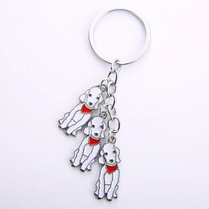 Cartoon Bichon Frise Dog Keychain Cute Animal Key Chain car Keyring Women Bag pendant Jewelry For Women