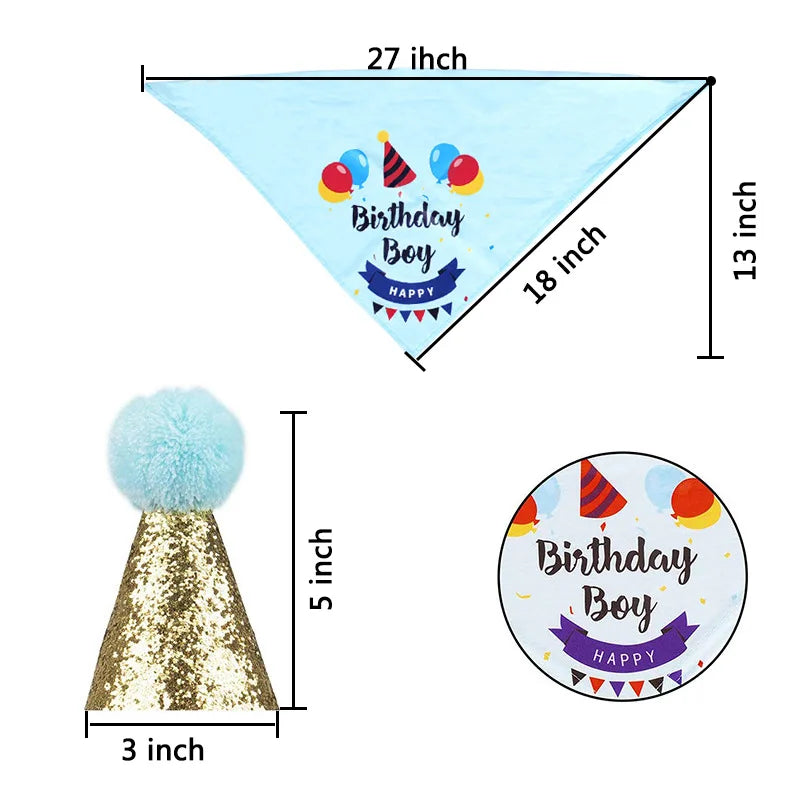 Dog Cat Birthday Party Decoration Set Hat Triangle Scarf Bow Tie Greetings Pet Accessories for Mascotas suministros para perros