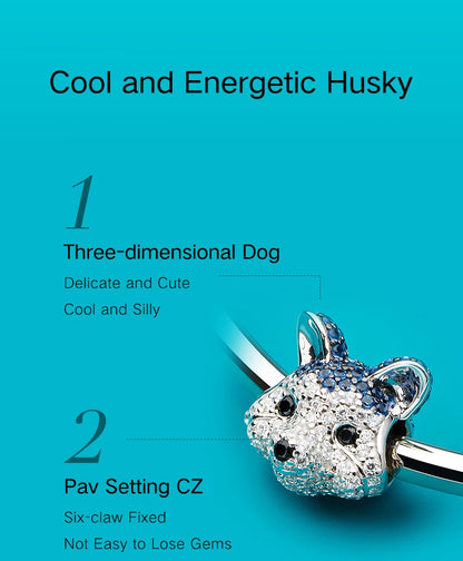 ATHENAIE 925 Sterling Silver Corgi Pet Charms Mixed CZ Yellow Cute Akita Puppy Dog Animal Charms Beads for Bracelet Jewerly