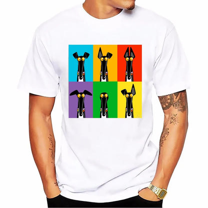 the BRINDLE - Brindle Greyhound Animal Print T-Shirt, Men Dog Lovers Funny T-Shirts, Homme Harajuku Shirt Summer Tops, White T-Shirt Streetwear