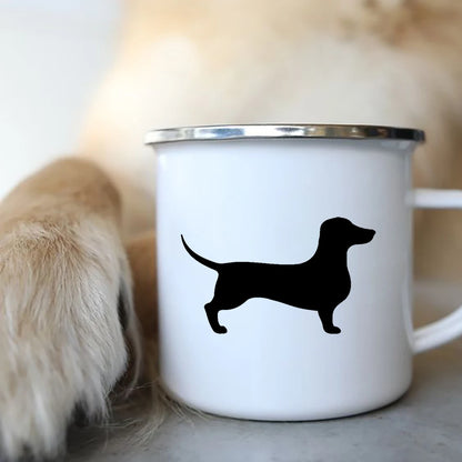I Love Dachshunds Dog Enamel Coffee Mugs Camping Picnic Bonfire Party Beer Drink Juice Cola Cups Outdoor Travel Cocoa Water Mug