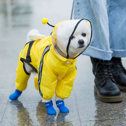 the CUTESY COSTUME - Waterproof Puppy Dog Raincoats, Rain Jacket with Hood for Small/Medium Dogs, Poncho with Reflective Strap, Honeybee Bear Dinosaur Dog Costumes