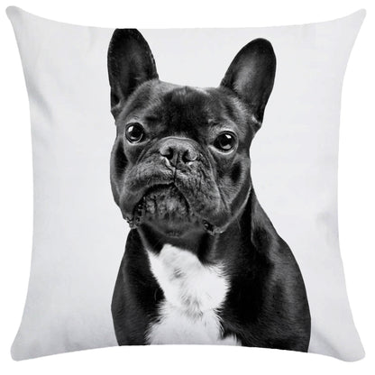 French Bulldog Dog Cushion Covers Dog Painting Pillowcase Decorative Pillow Covers Bedroom Sofa Home Decoration 45X45cm Car Seat