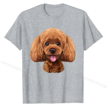 the POODLE FACE - Playful Toy Poodle Face, Funny Dog T-Shirt, Cotton Unique Tops & Tees