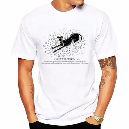 the BRINDLE - Brindle Greyhound Animal Print T-Shirt, Men Dog Lovers Funny T-Shirts, Homme Harajuku Shirt Summer Tops, White T-Shirt Streetwear