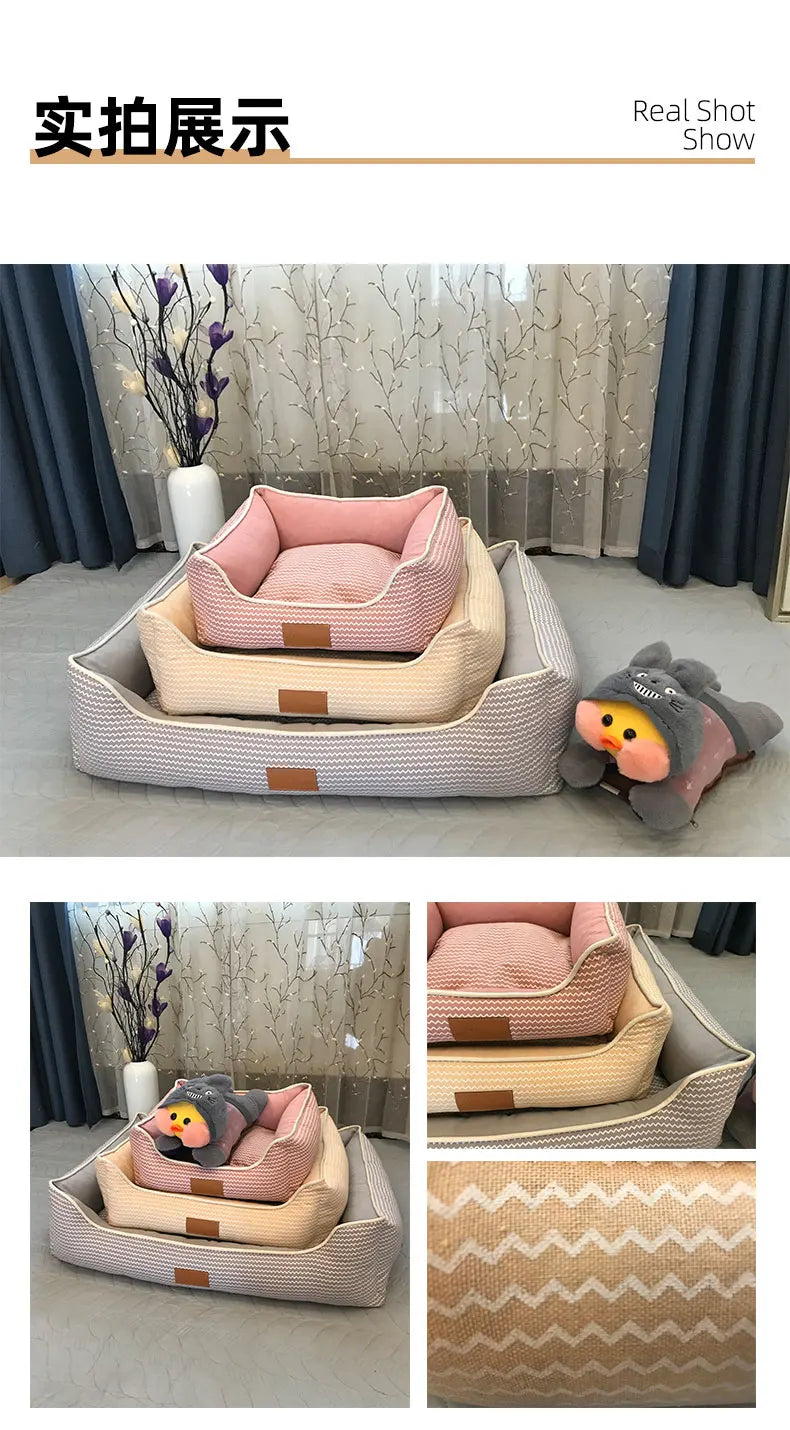 Large Pet Cat Dog Bed 8Colors Warm Cozy Dog House Soft Fleece Nest Dog Baskets House Mat Autumn Winter Waterproof Kennel