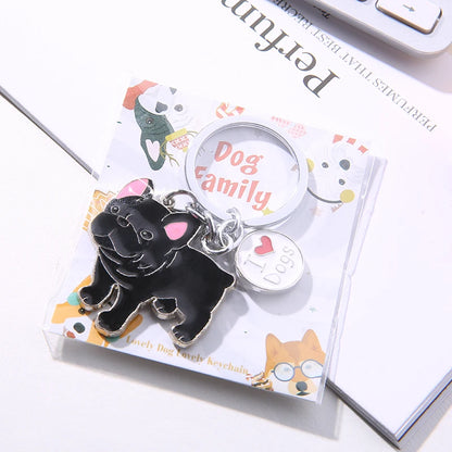 Jewelry French Bulldog Keychain Key Rings For Women Men Metal Pet Dog Pendant Bag Charm Car Key Chains lovely Keyring gifts