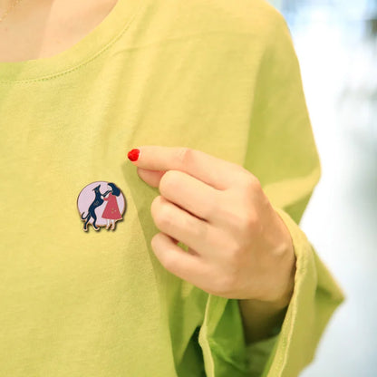 Girl and Her Black Greyhound Enamel Pin Dog Pet Lovers Cute Decoration on Hat Bag Jacket