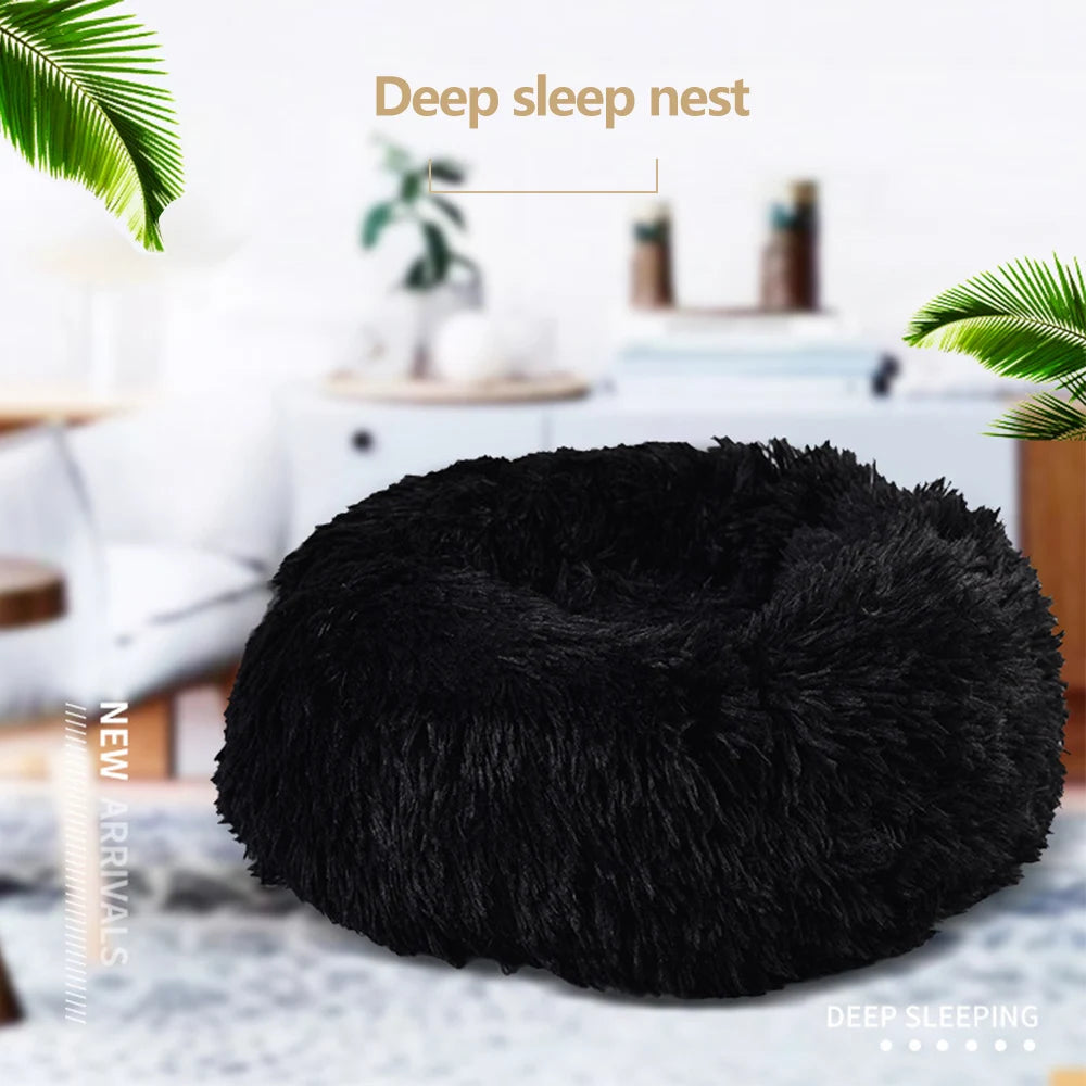 Super Soft Pet Bed Kennel Dog Round Cat Winter Warm Sleeping Bag Long Plush Large Puppy Cushion