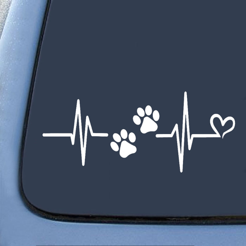 LYKX Car Sticker for Heartbeat Liveline Love Dog Paw Pet Theme Window Glass Vinyl Decal