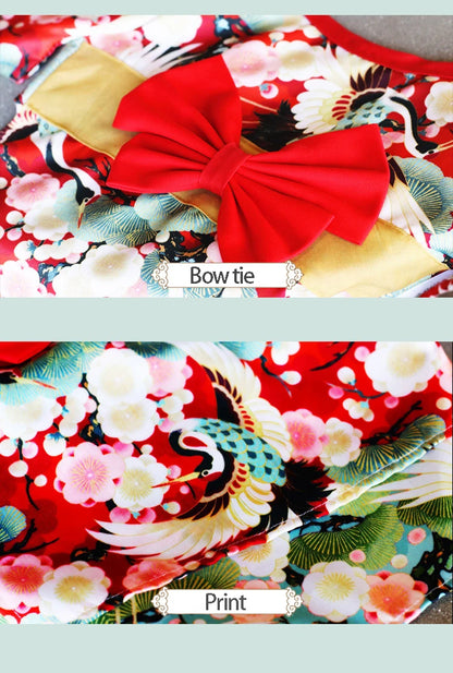 Pet Japanese Kimono Cat Dog Cosplay Coat Crane Cherry Blossom Pattern Pet Jacket Christmas Easter Dresses Chihuahua Pet Clothes