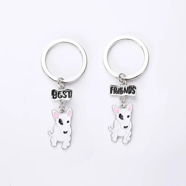 Lovely pet dog Keychain Bull Terrier Keychain Metal Car Key Ring for Women best friend charm Bag Pendant