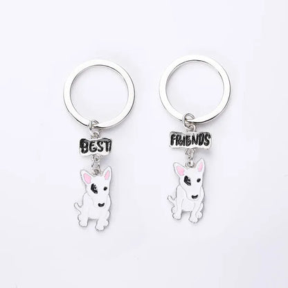 Lovely pet dog Keychain Bull Terrier Keychain Metal Car Key Ring for Women best friend charm Bag Pendant