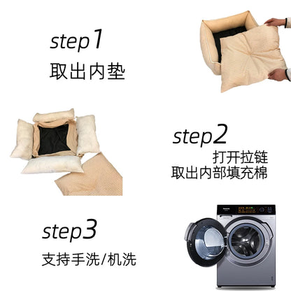 Large Pet Cat Dog Bed 8Colors Warm Cozy Dog House Soft Fleece Nest Dog Baskets House Mat Autumn Winter Waterproof Kennel