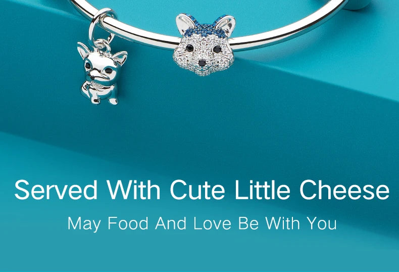 ATHENAIE 925 Sterling Silver Corgi Pet Charms Mixed CZ Yellow Cute Akita Puppy Dog Animal Charms Beads for Bracelet Jewerly