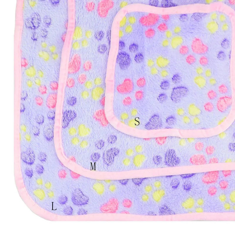 Super Soft Flannel Fleece Cat Dog Bed Mats Paw Foot Print Warm Pet Blanket Sleeping Beds Cover Mat For Small Medium Dogs Cats