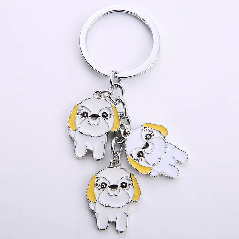 Cartoon Bichon Frise Dog Keychain Cute Animal Key Chain car Keyring Women Bag pendant Jewelry For Women