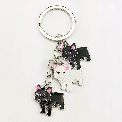 Jewelry French Bulldog Keychain Key Rings For Women Men Metal Pet Dog Pendant Bag Charm Car Key Chains lovely Keyring gifts