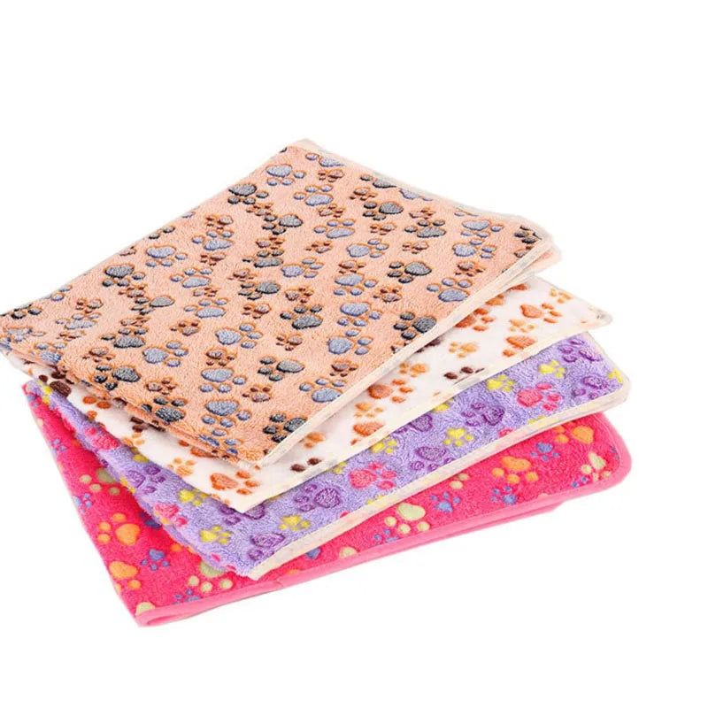 Super Soft Flannel Fleece Cat Dog Bed Mats Paw Foot Print Warm Pet Blanket Sleeping Beds Cover Mat For Small Medium Dogs Cats