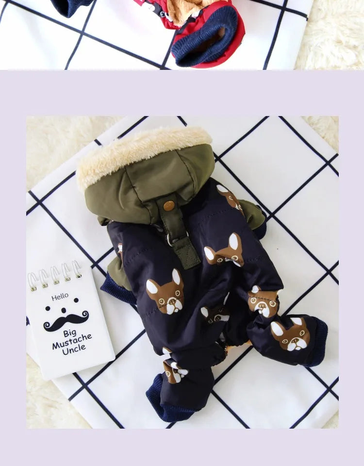 the ASTRO DOG - Snow-Proof Pet Clothing for Small/Medium Dogs, Winter Warm Puppy Hoodie Jumpsuit, Overall Down Parkas Apparel Chihuahua Corgi Suit