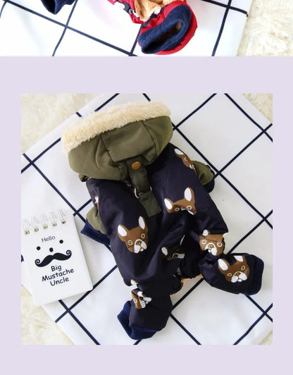 the ASTRO DOG - Snow-Proof Pet Clothing for Small/Medium Dogs, Winter Warm Puppy Hoodie Jumpsuit, Overall Down Parkas Apparel Chihuahua Corgi Suit