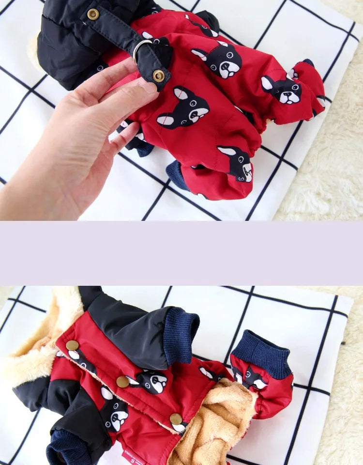 New French Bulldog Costumes For Dog Winter Warm Snow Down Jacket Coat For Puppies Small Medium Animal Pugs Pet Cat Clothes Goods